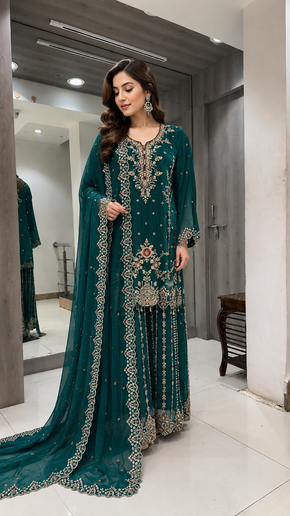 TEAL GREEN STRAIGHT SHIRT PALAZZO