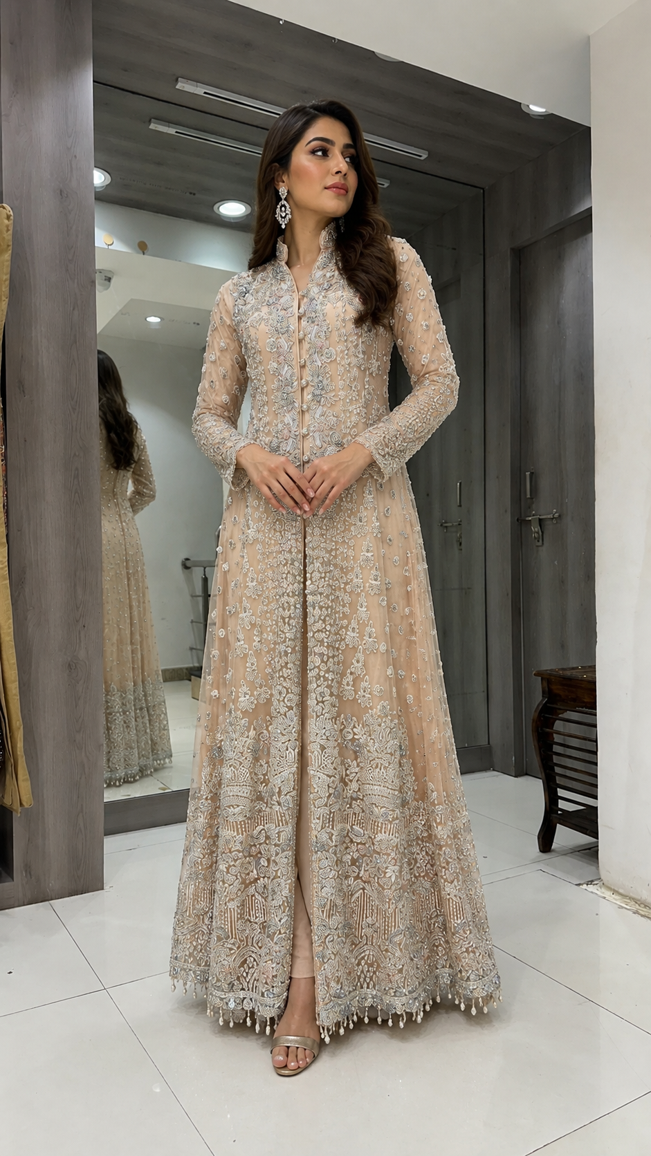 Embellished Champagne Gown