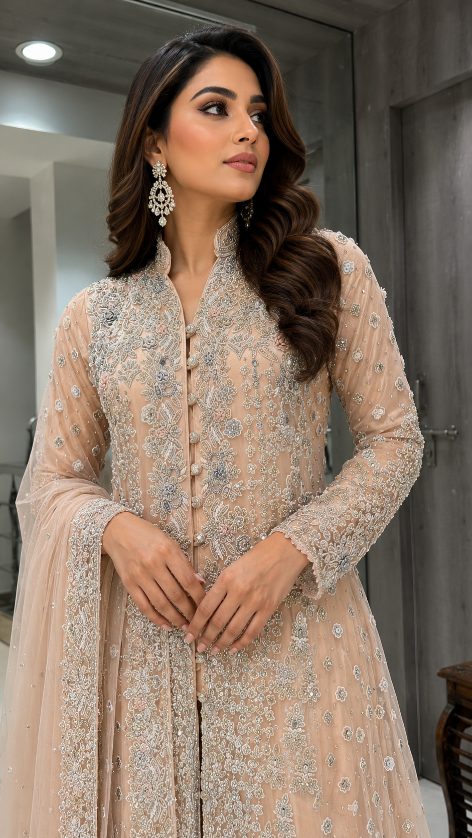 Embellished Champagne Gown