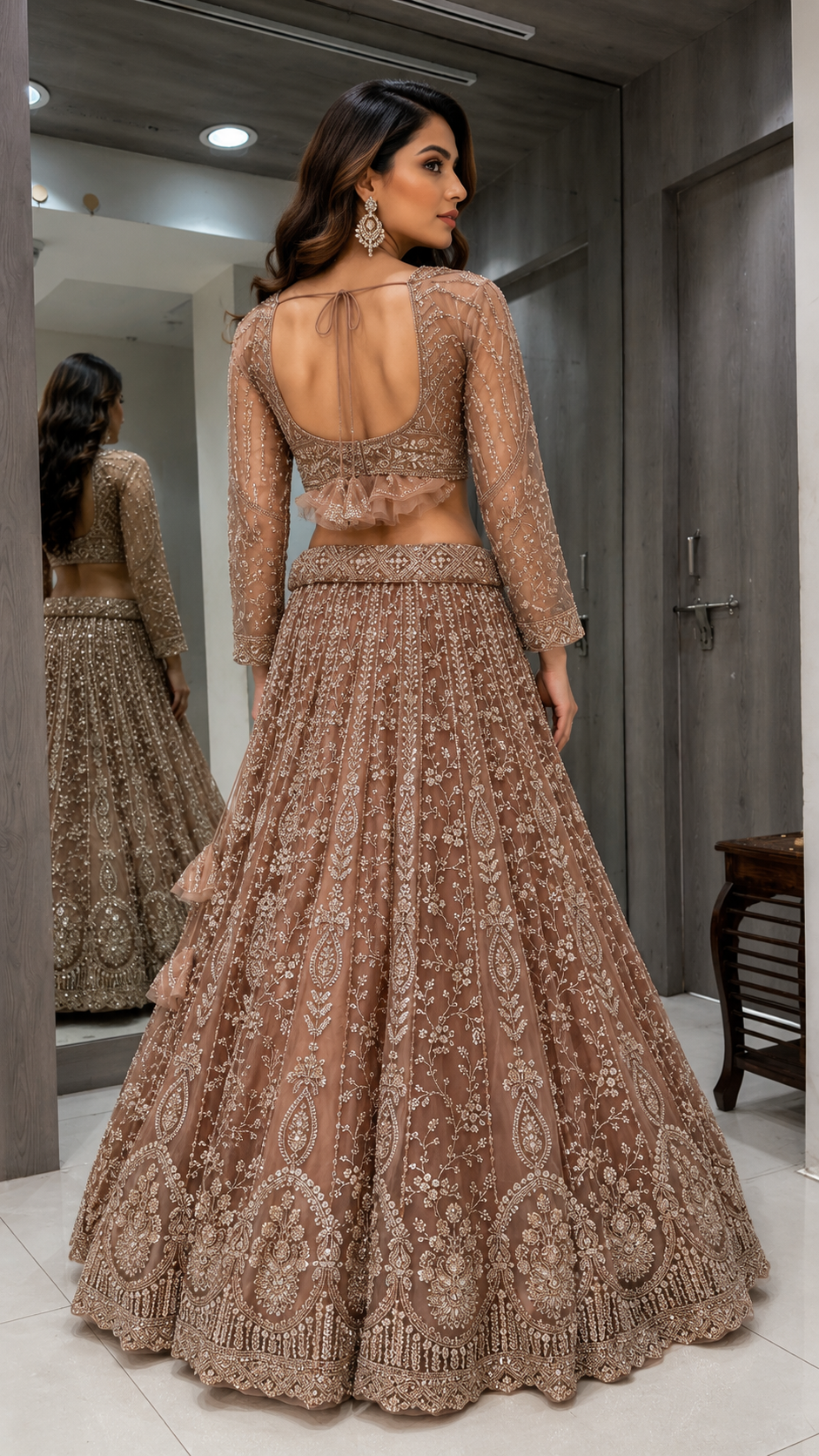 Rose Gold Crop Top Lehenga