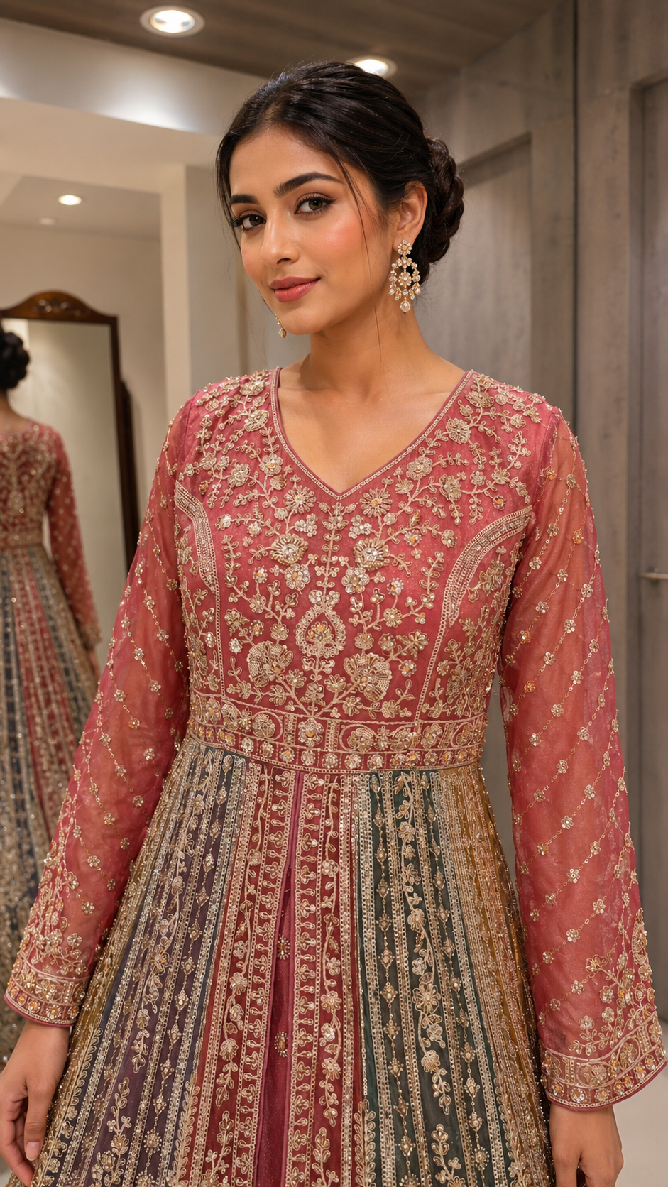 Blush Pink Long Koti Sharara