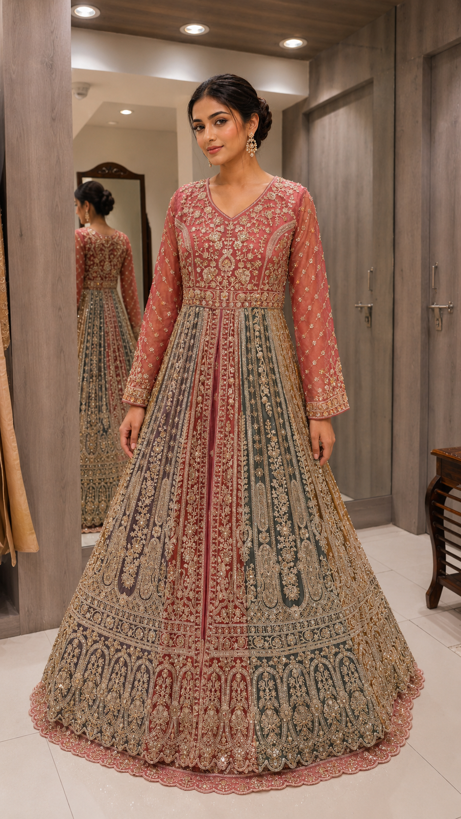 Blush Pink Long Koti Sharara