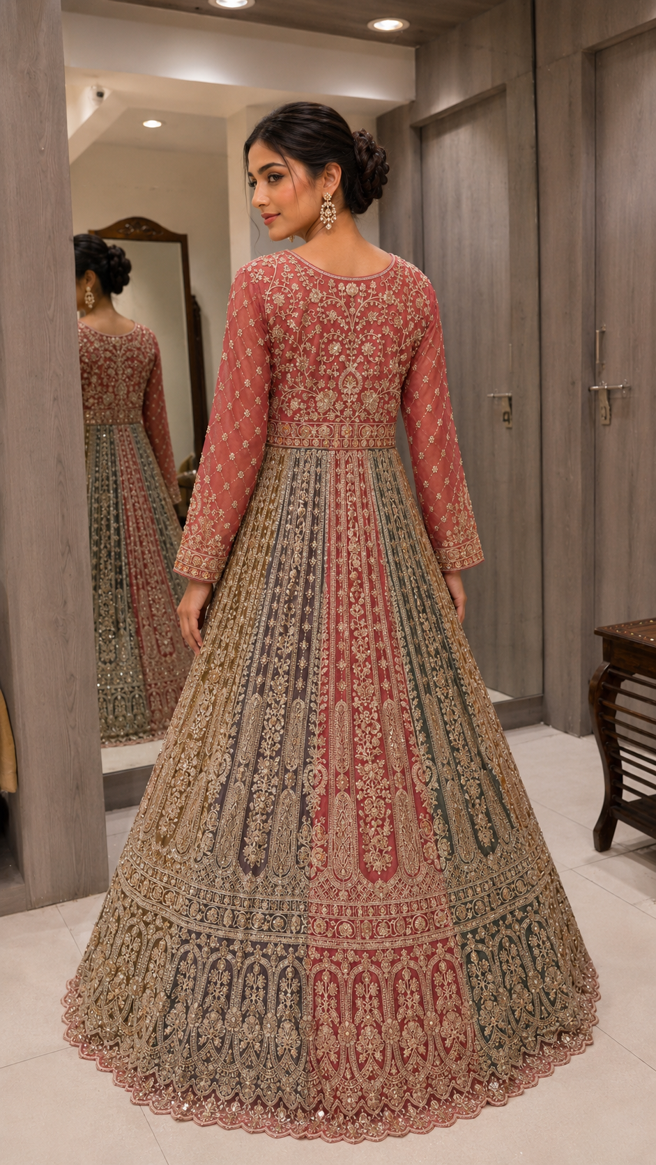 Blush Pink Long Koti Sharara