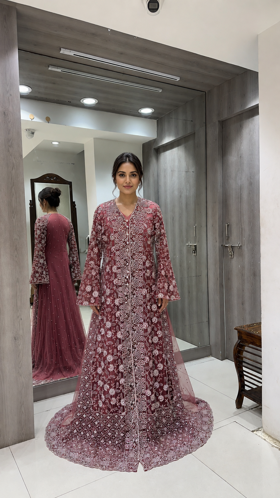 Dusty Rose Long Koti Gown