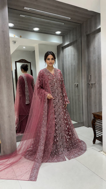 Dusty Rose Long Koti Gown