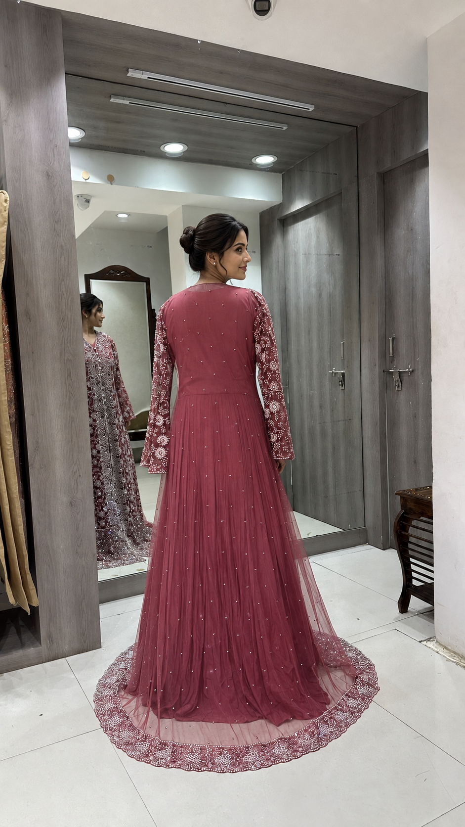 Dusty Rose Long Koti Gown