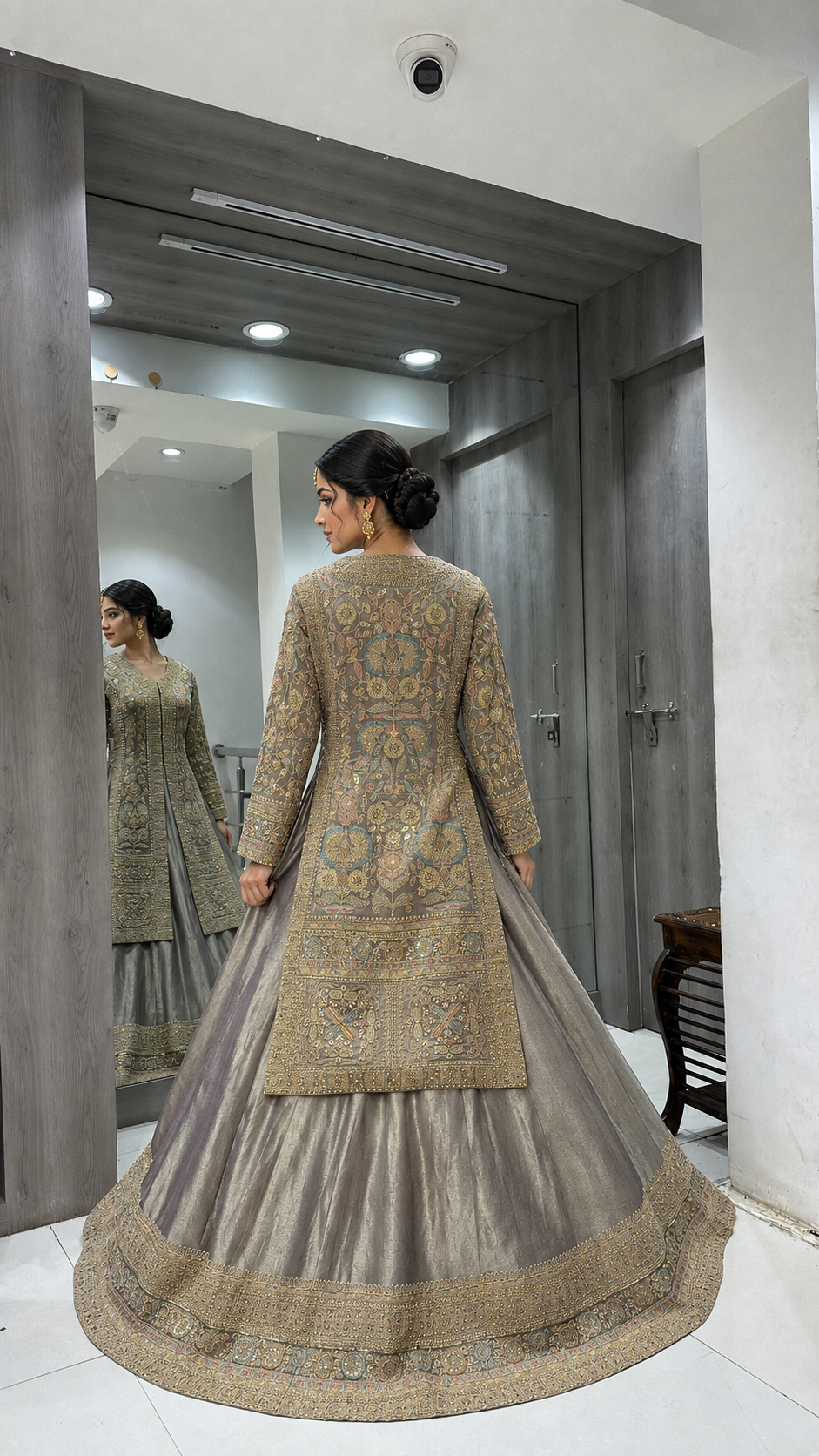 Taupe Gold Indowestern Sharara