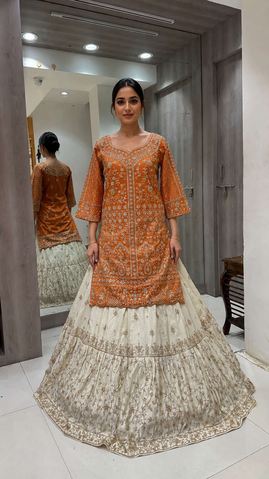 Elegant Rust-Orange Bridal Lehenga