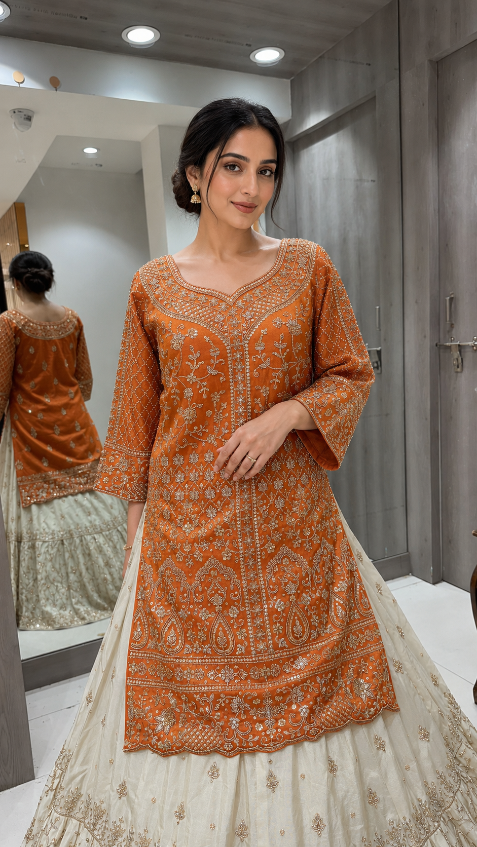 Elegant Rust-Orange Bridal Lehenga