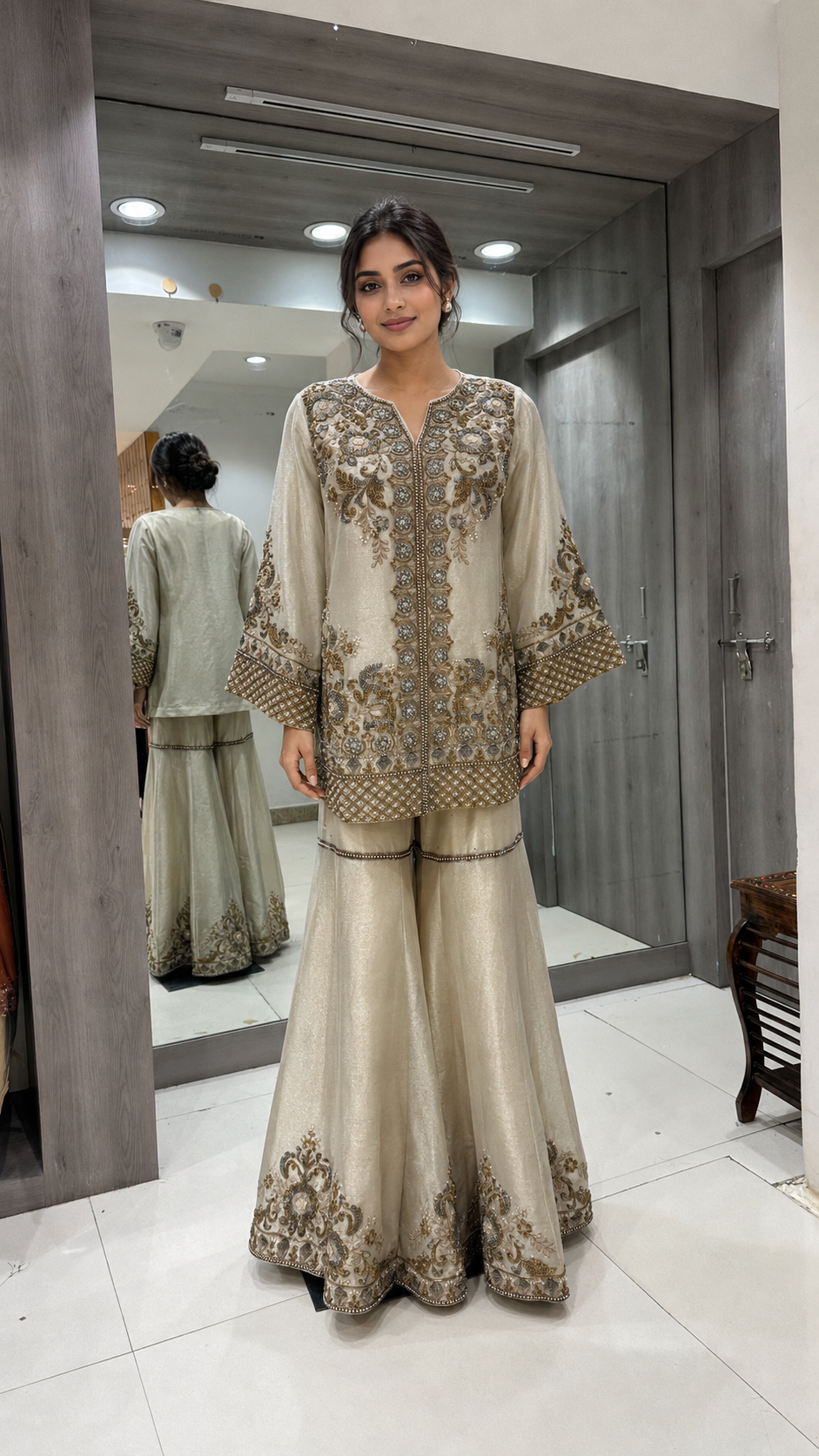 Elegant Ivory Gharara