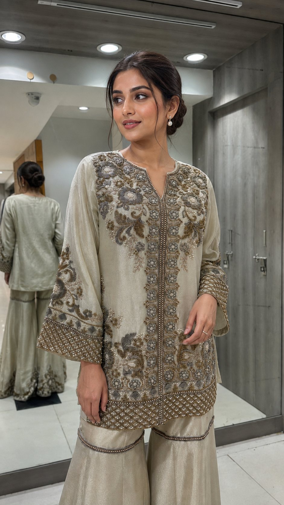 Elegant Ivory Gharara