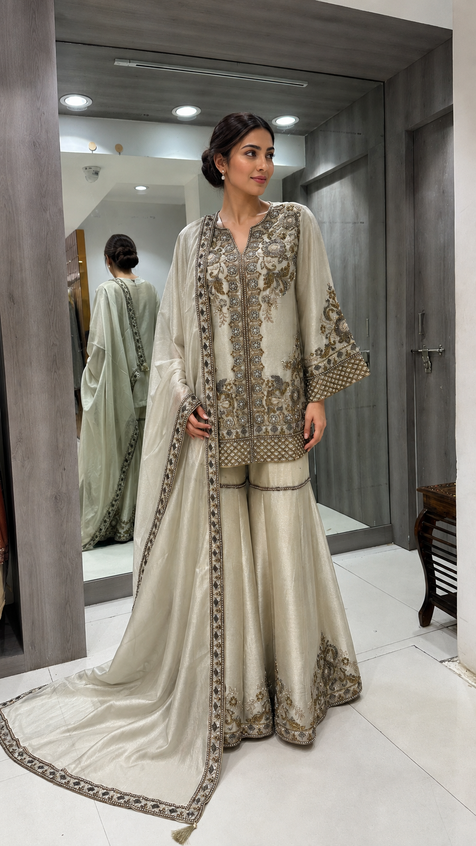Elegant Ivory Gharara