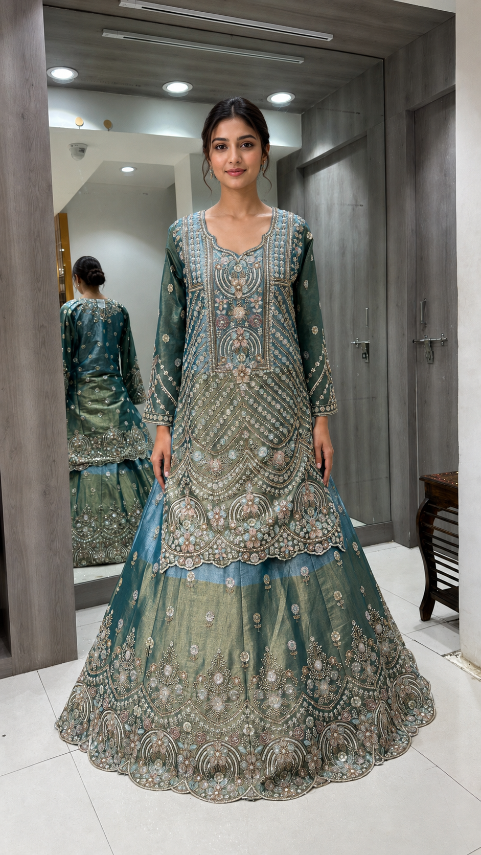 Elegant Teal Bridal Lehenga