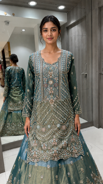 Elegant Teal Bridal Lehenga