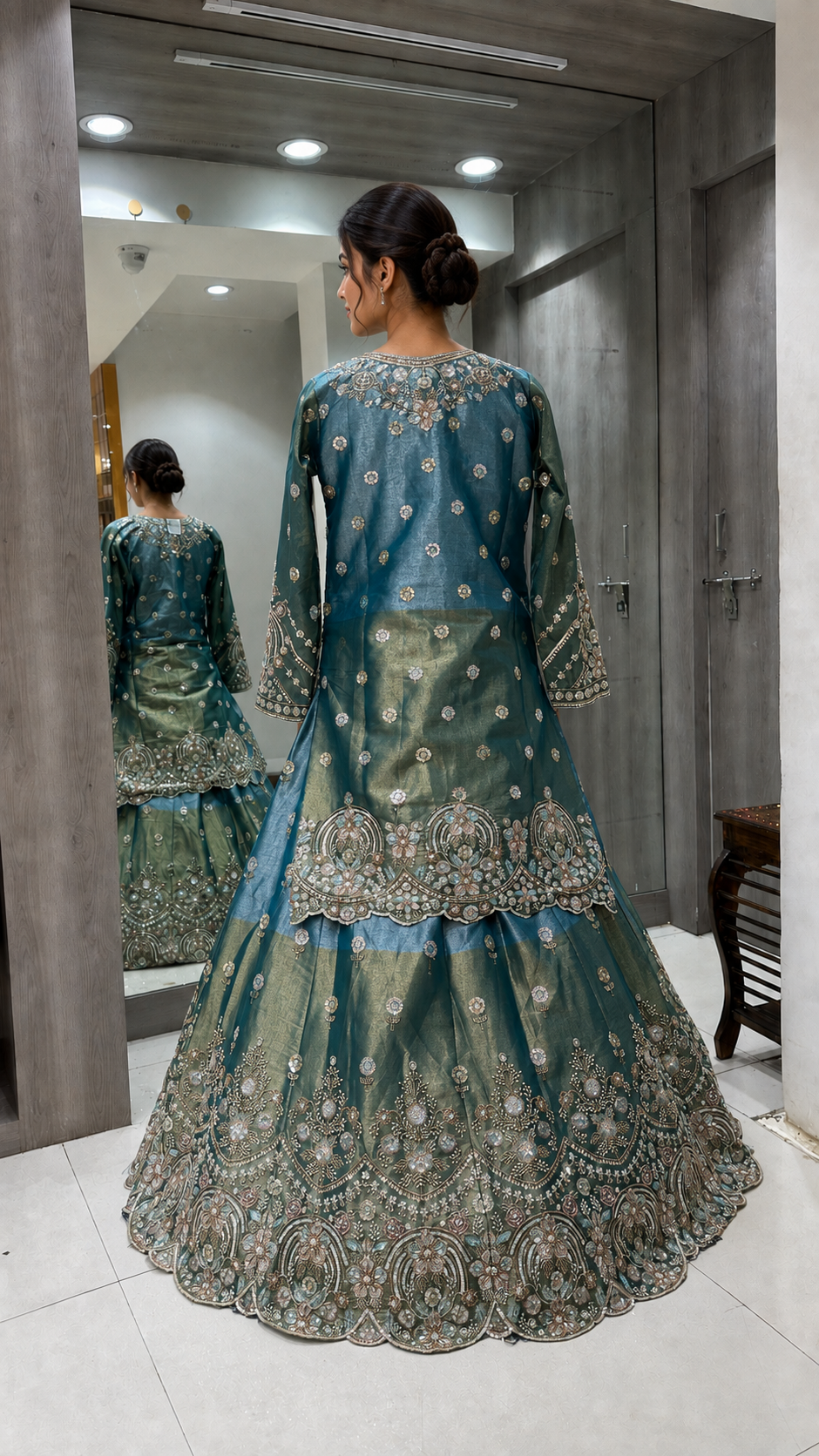 Elegant Teal Bridal Lehenga