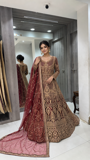 Maroon Bridal Gown
