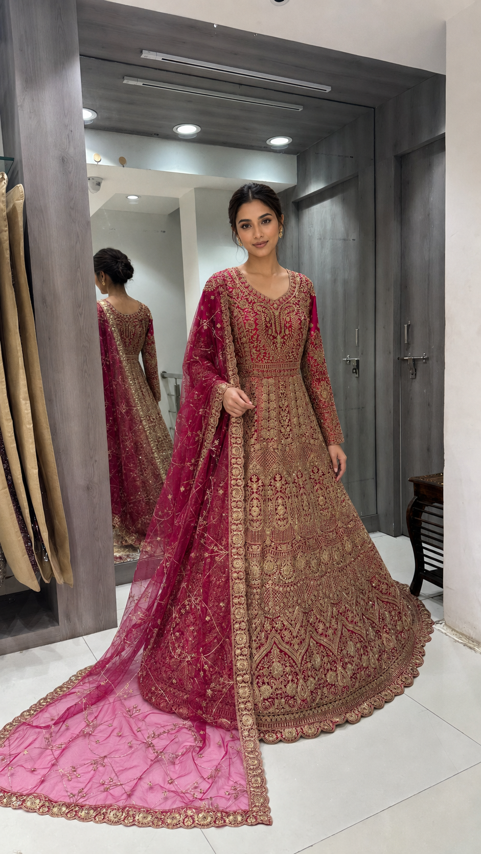 Maroon Bridal Gown