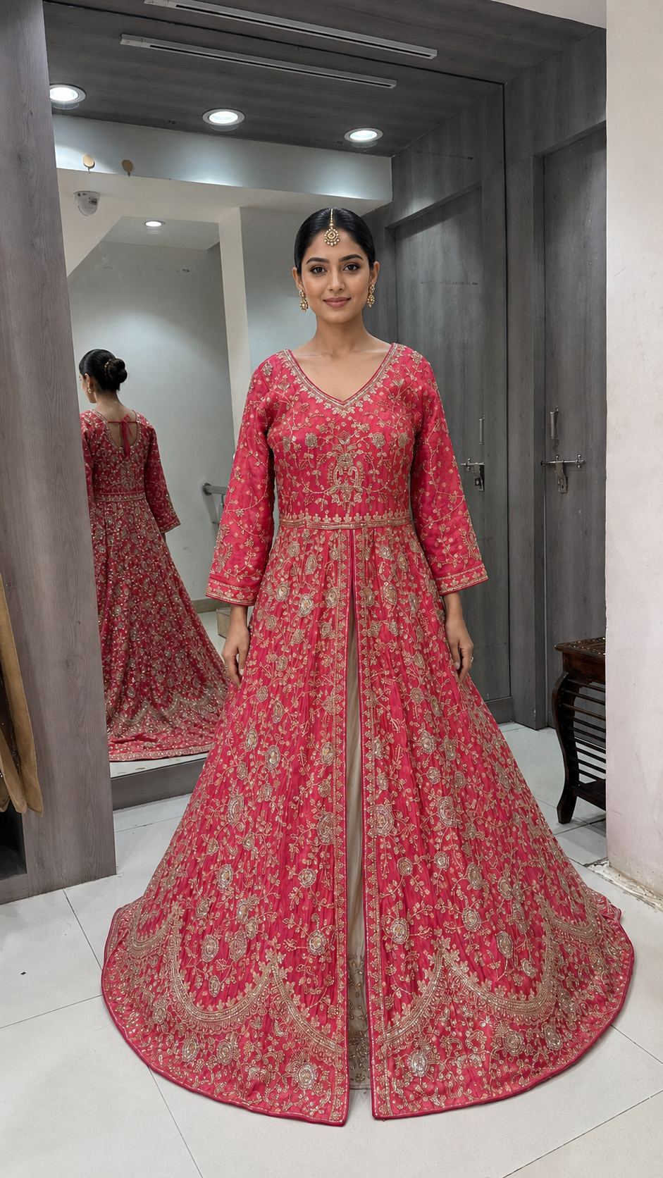 Deep Pink Bridal Gown