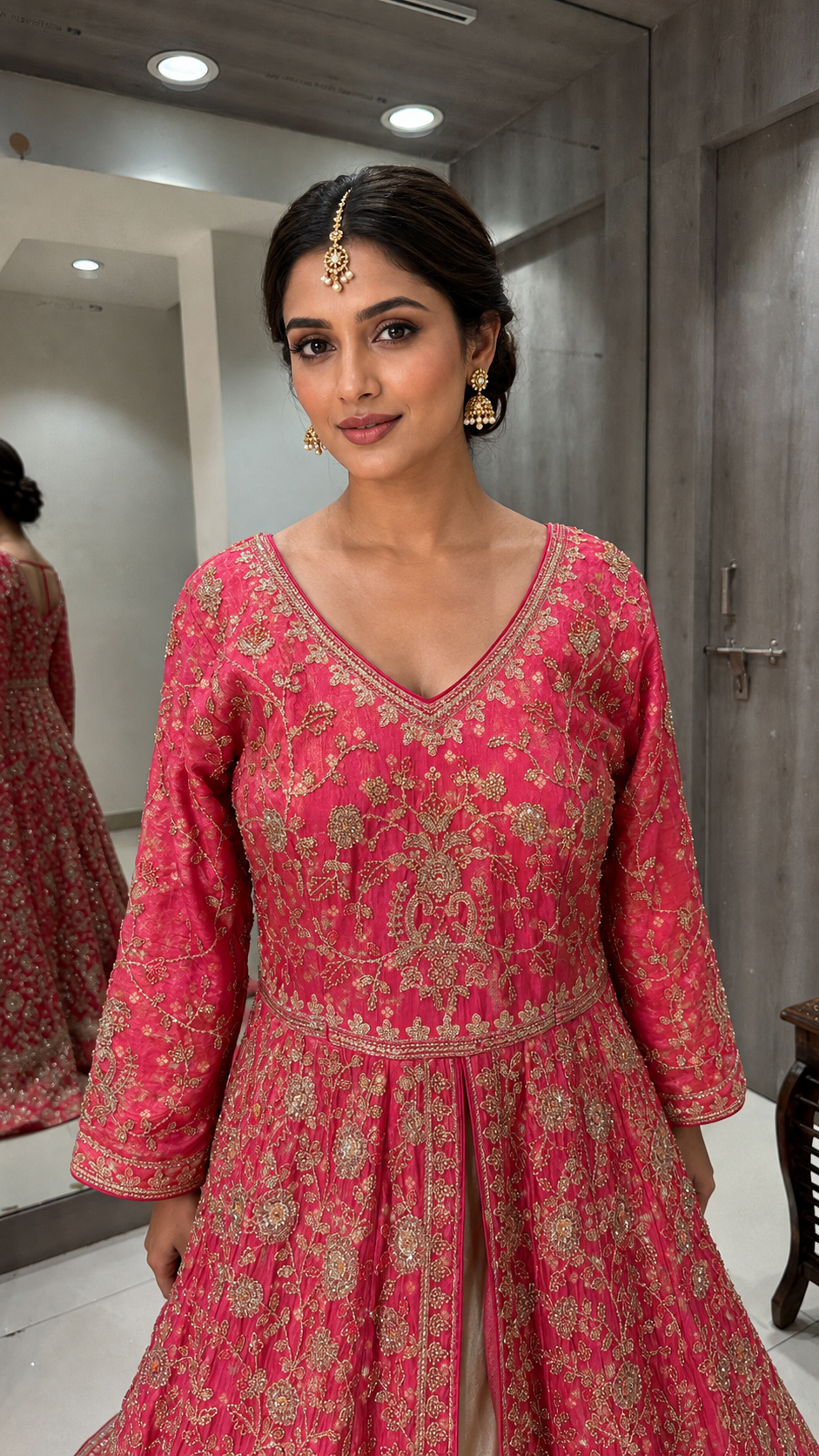 Deep Pink Bridal Gown