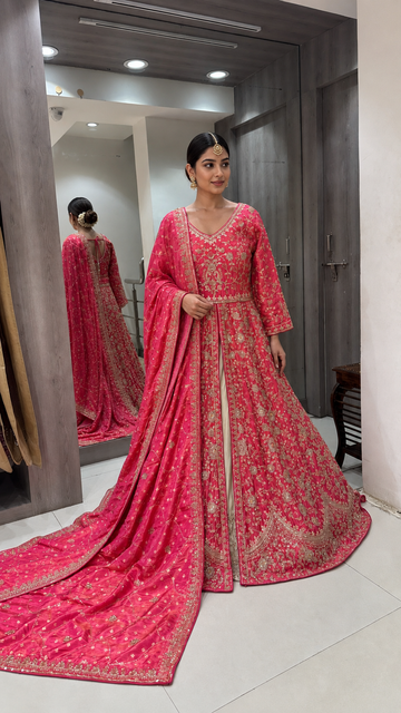 Deep Pink Bridal Gown