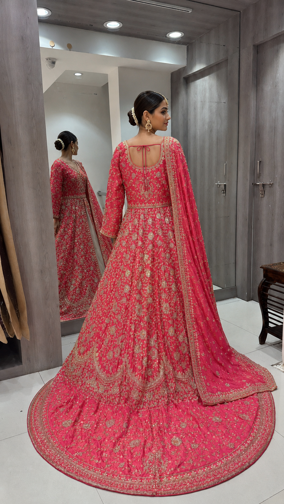 Deep Pink Bridal Gown