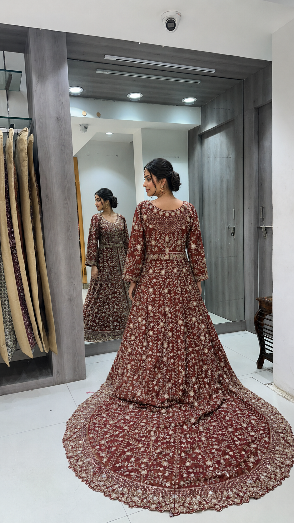 Rust-Maroon Bridal Lenanga