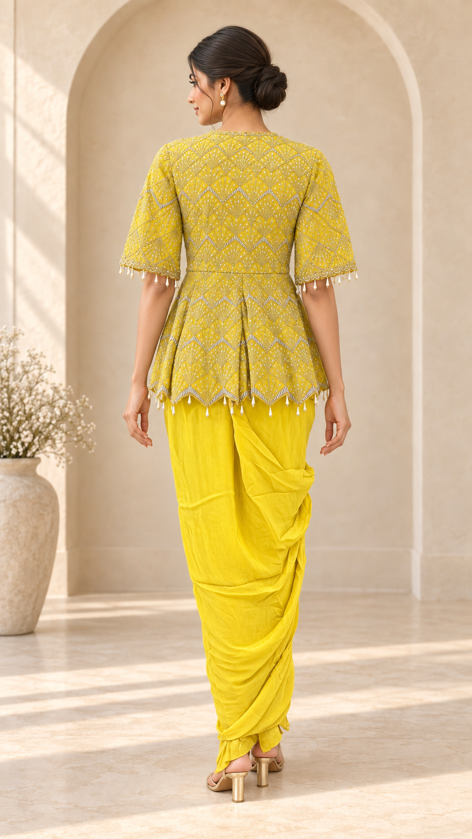 Lemon Yellow Indo western