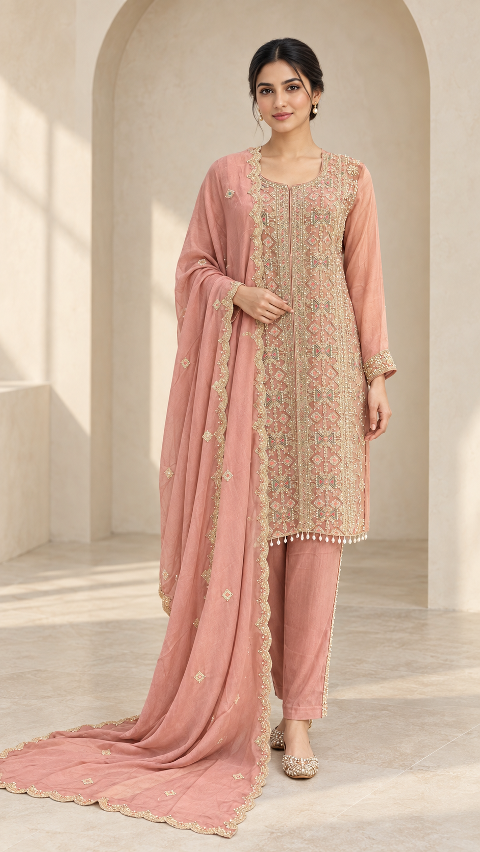 Elegant Dusty Peach Suit