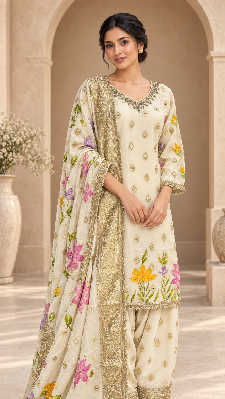 Elegant Ivory floral Suit