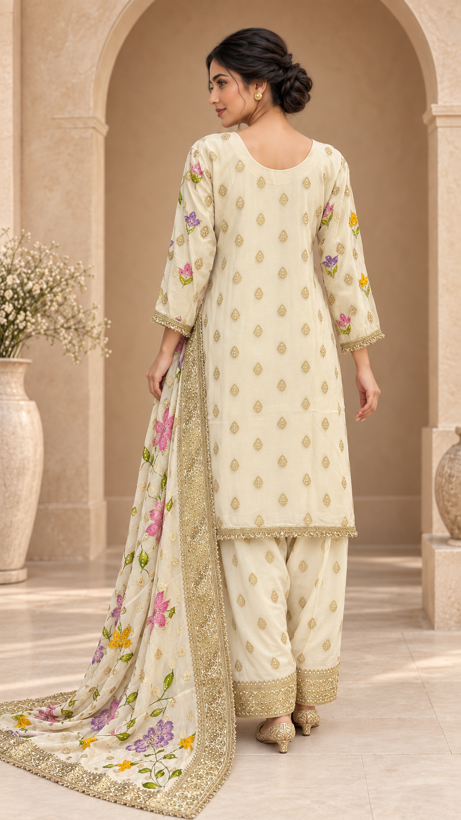 Elegant Ivory floral Suit