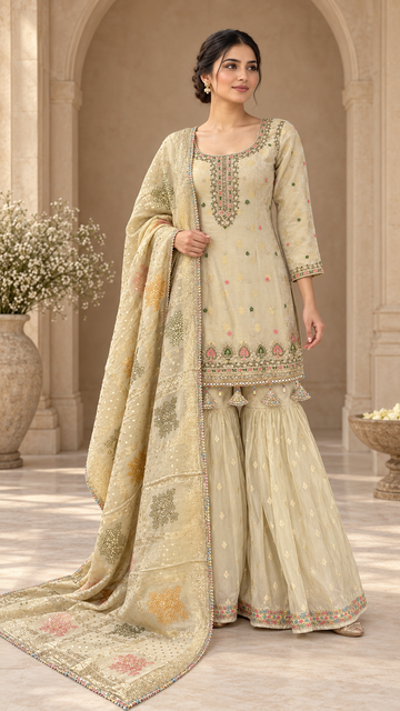 Elegant Ivory Gharara