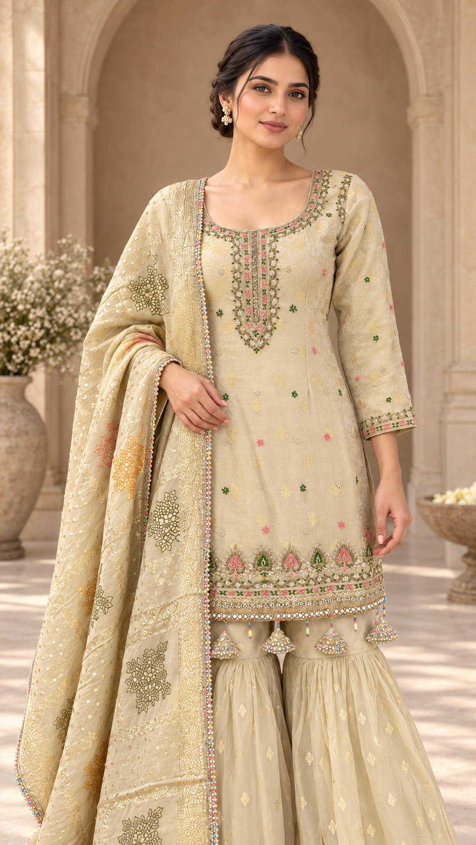 Elegant Ivory Gharara