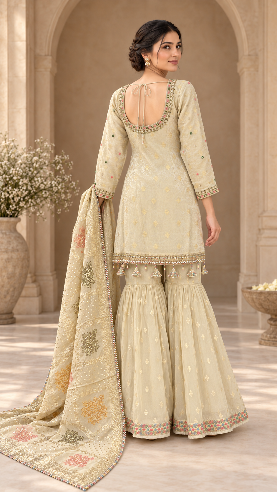 Elegant Ivory Gharara