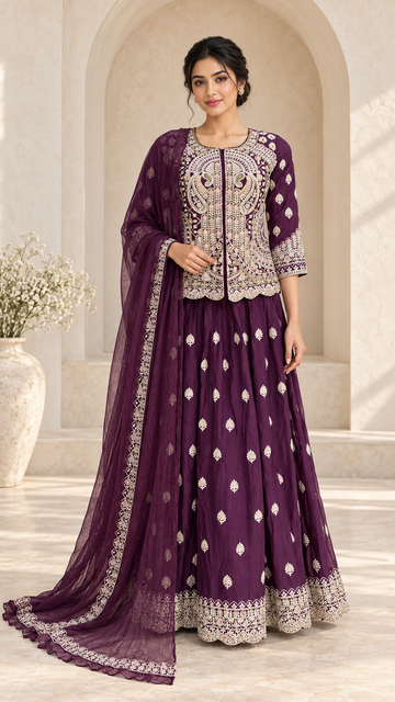 Elegant Purple Indo western