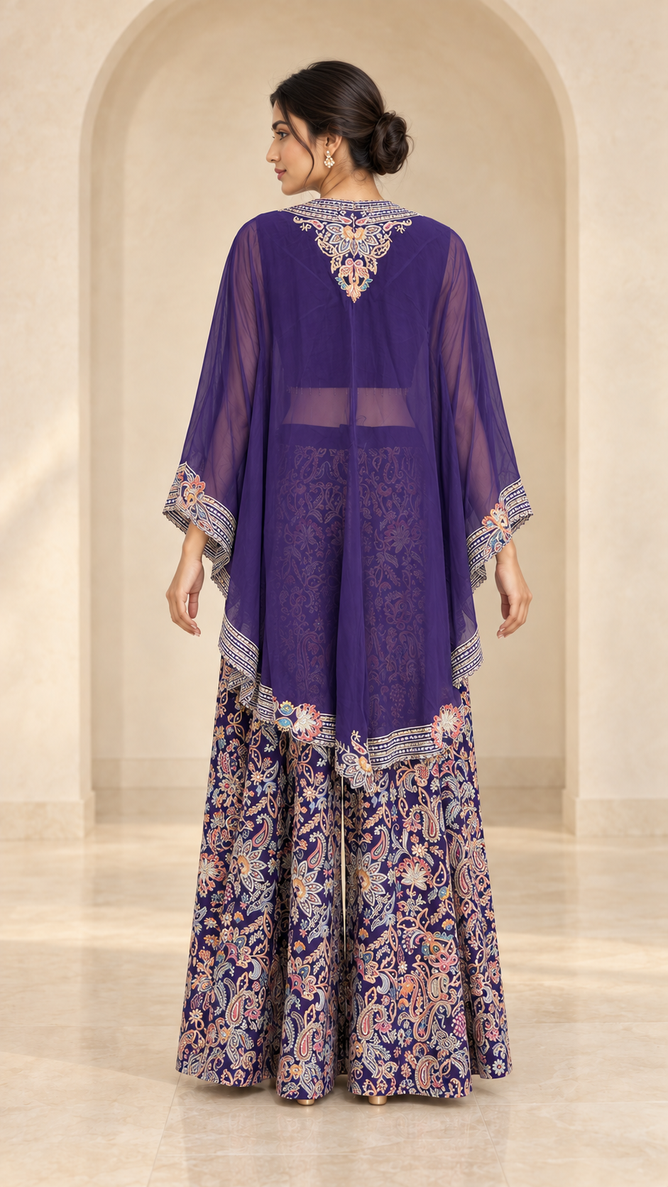 Elegant purple cape Indo western