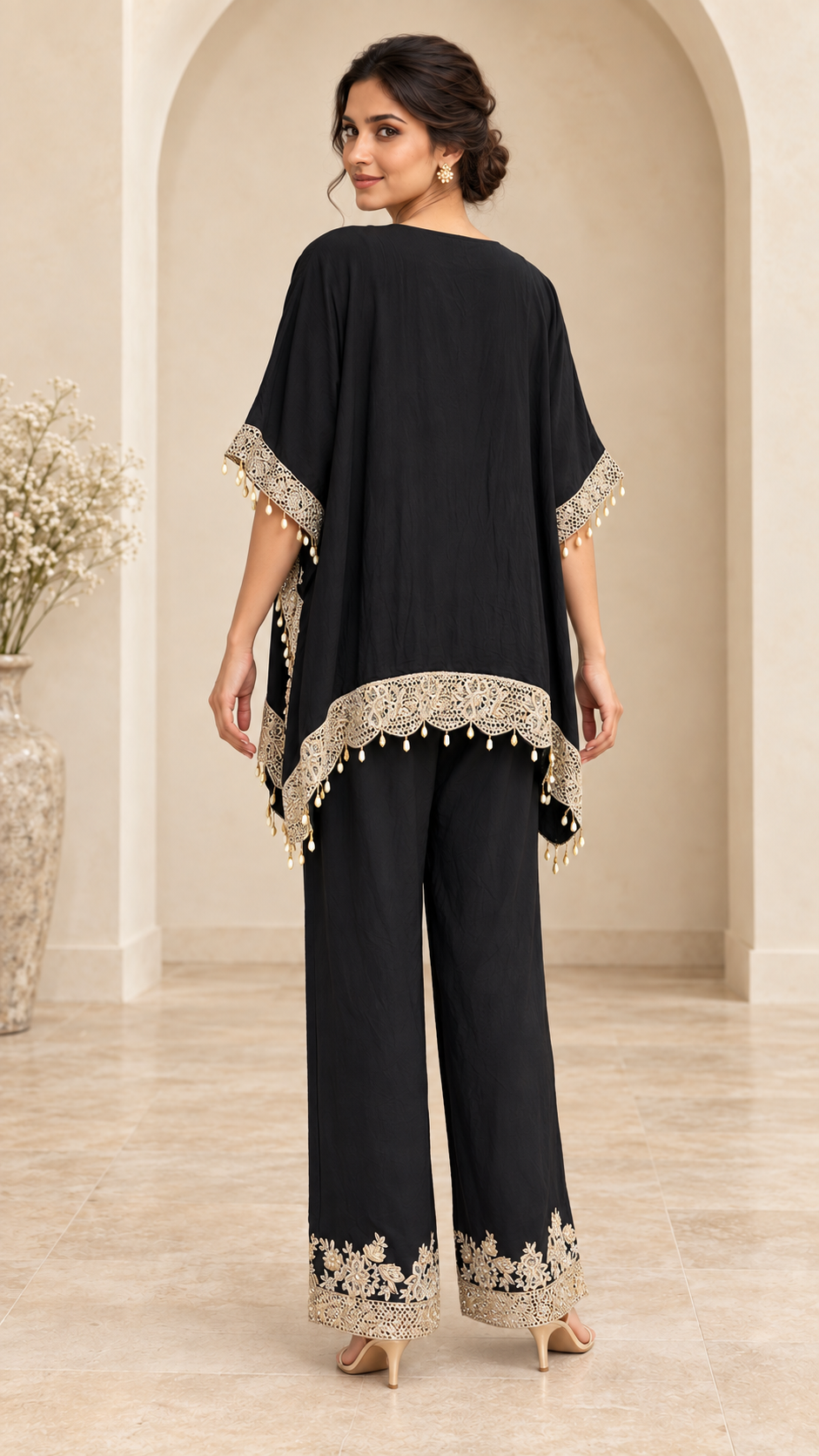 Black and Gold Embroidered Indo western