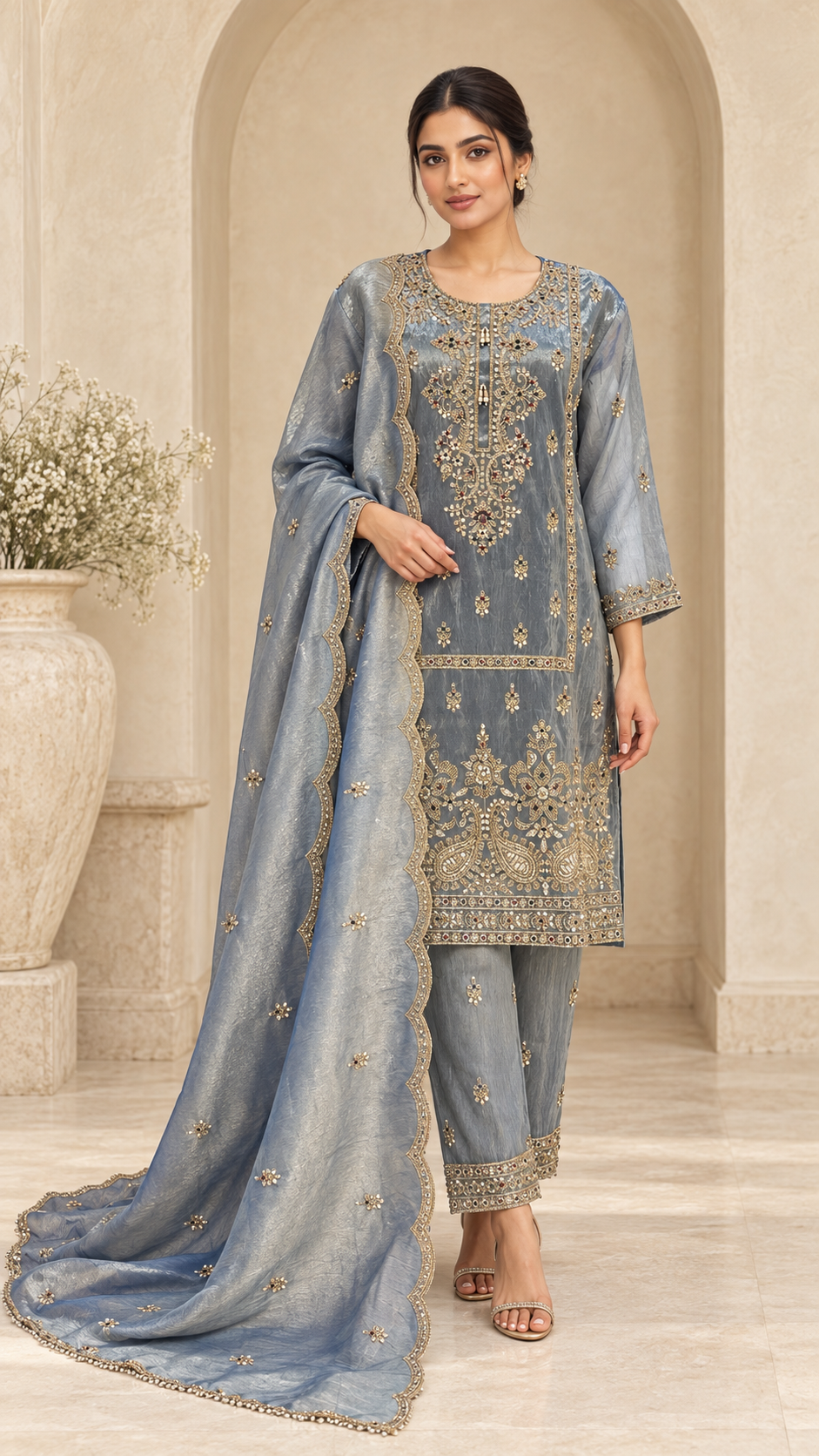 Elegant Steel Blue Suit