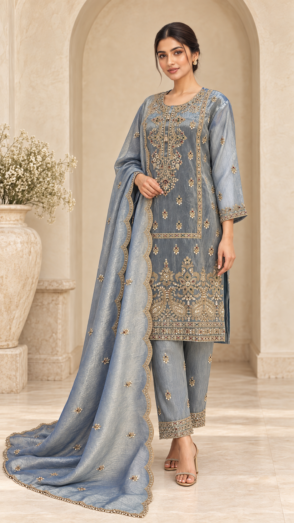 Elegant Steel Blue Suit