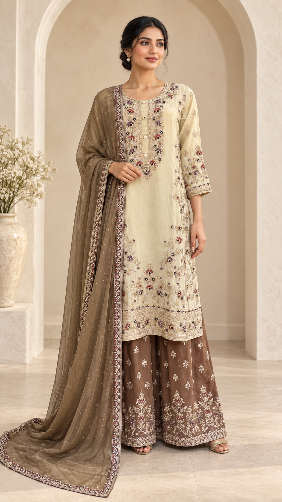 Elegant Cream Plazzo