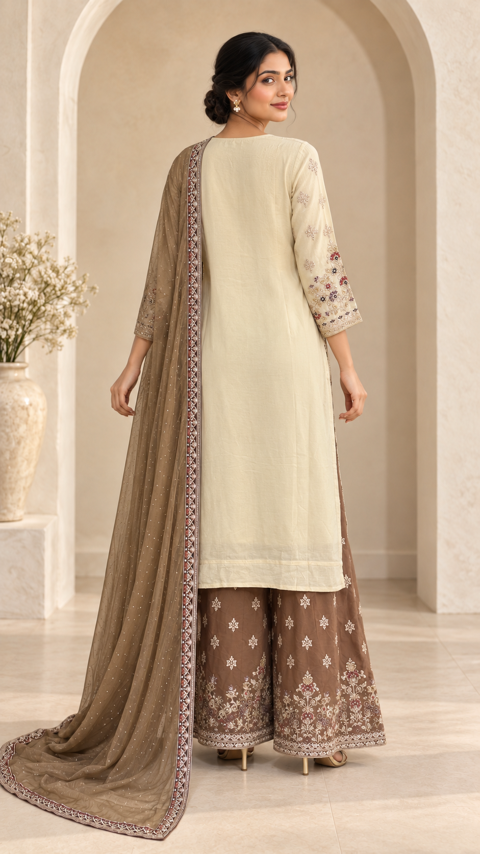 Elegant Cream Plazzo