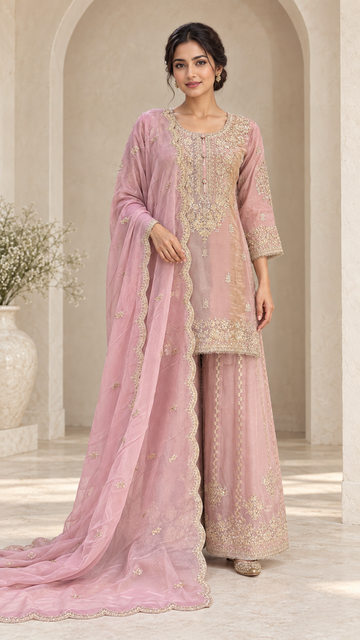 Elegant Blush Pink Plazzo