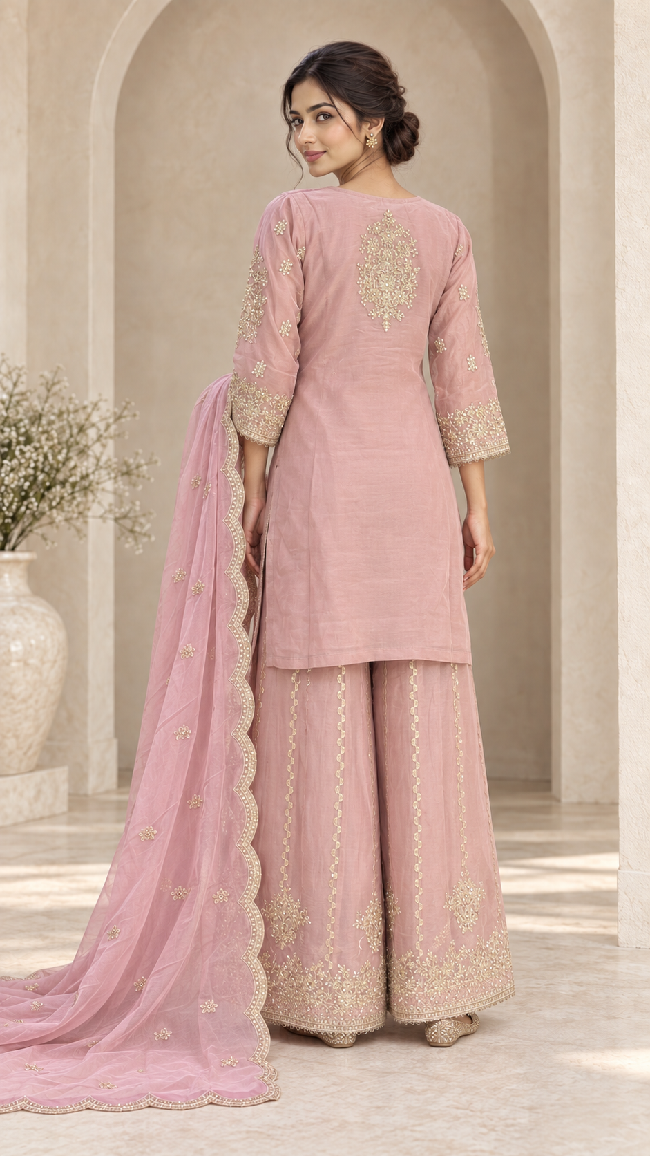 Elegant Blush Pink Plazzo