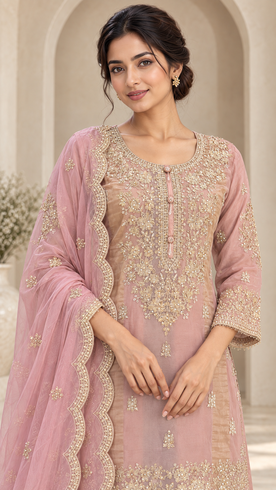 Elegant Blush Pink Plazzo