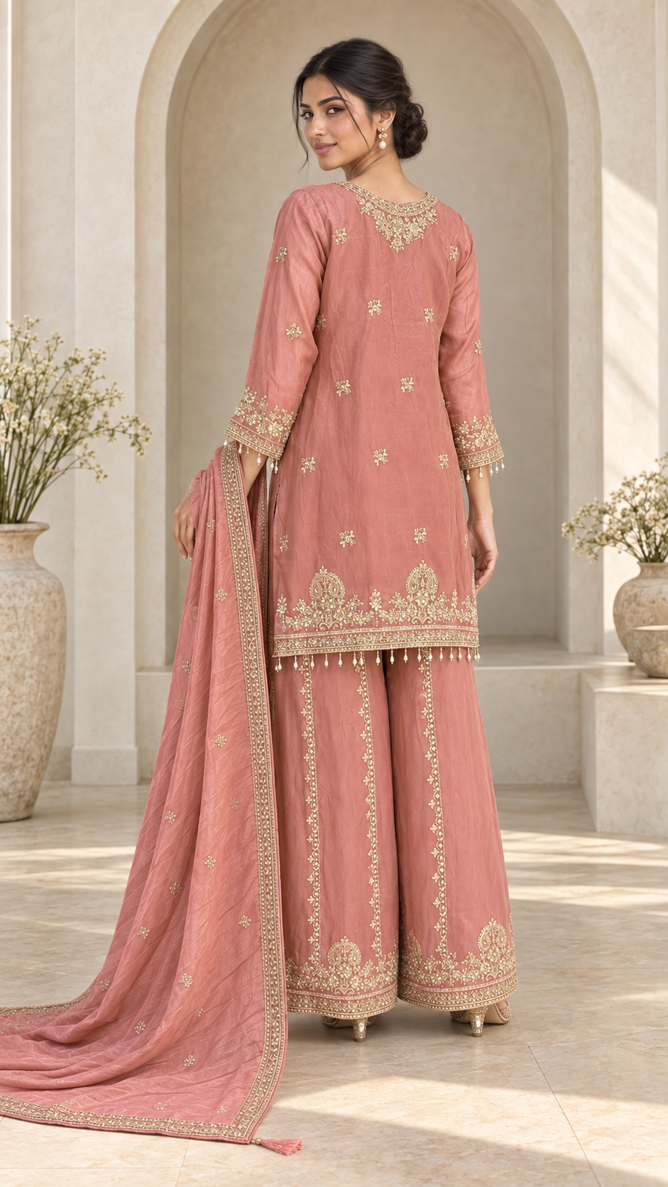 Elegant Dusty Rose Plazzo