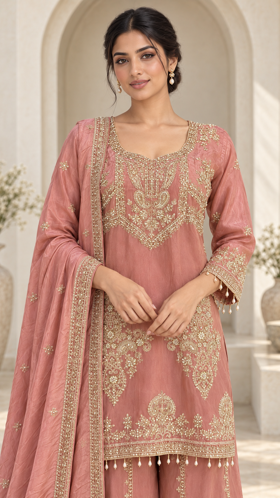 Elegant Dusty Rose Plazzo
