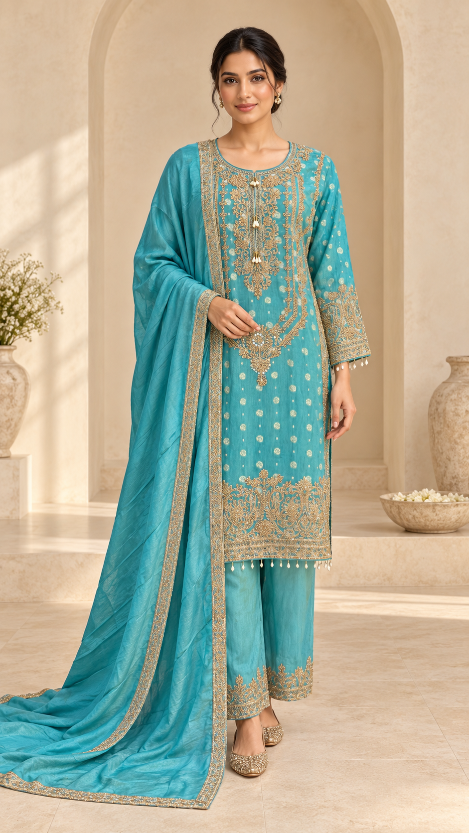 Elegant Aqua Blue Suit