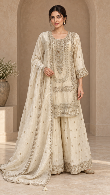 Ivory Silk Sharara