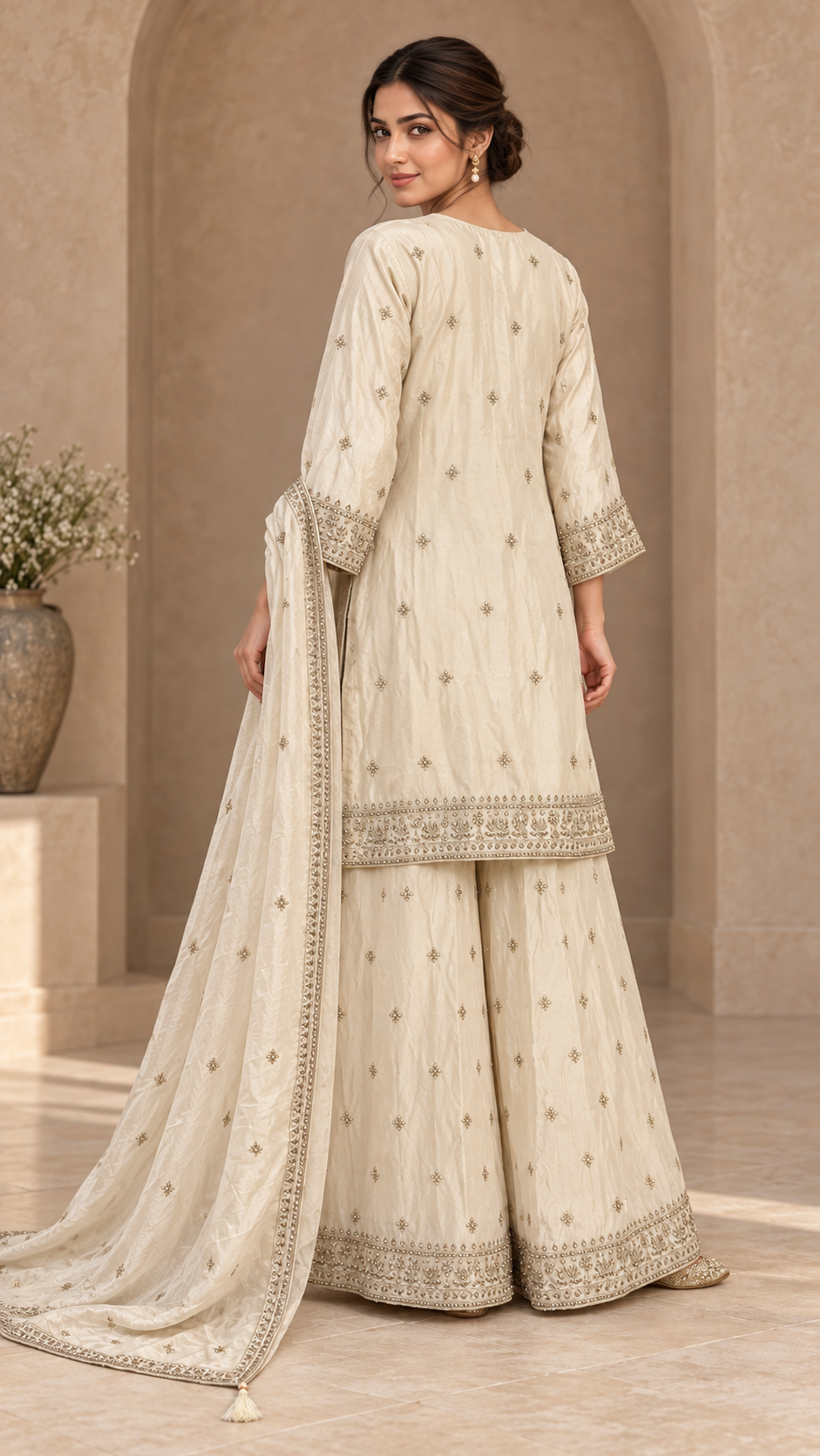 Ivory Silk Sharara