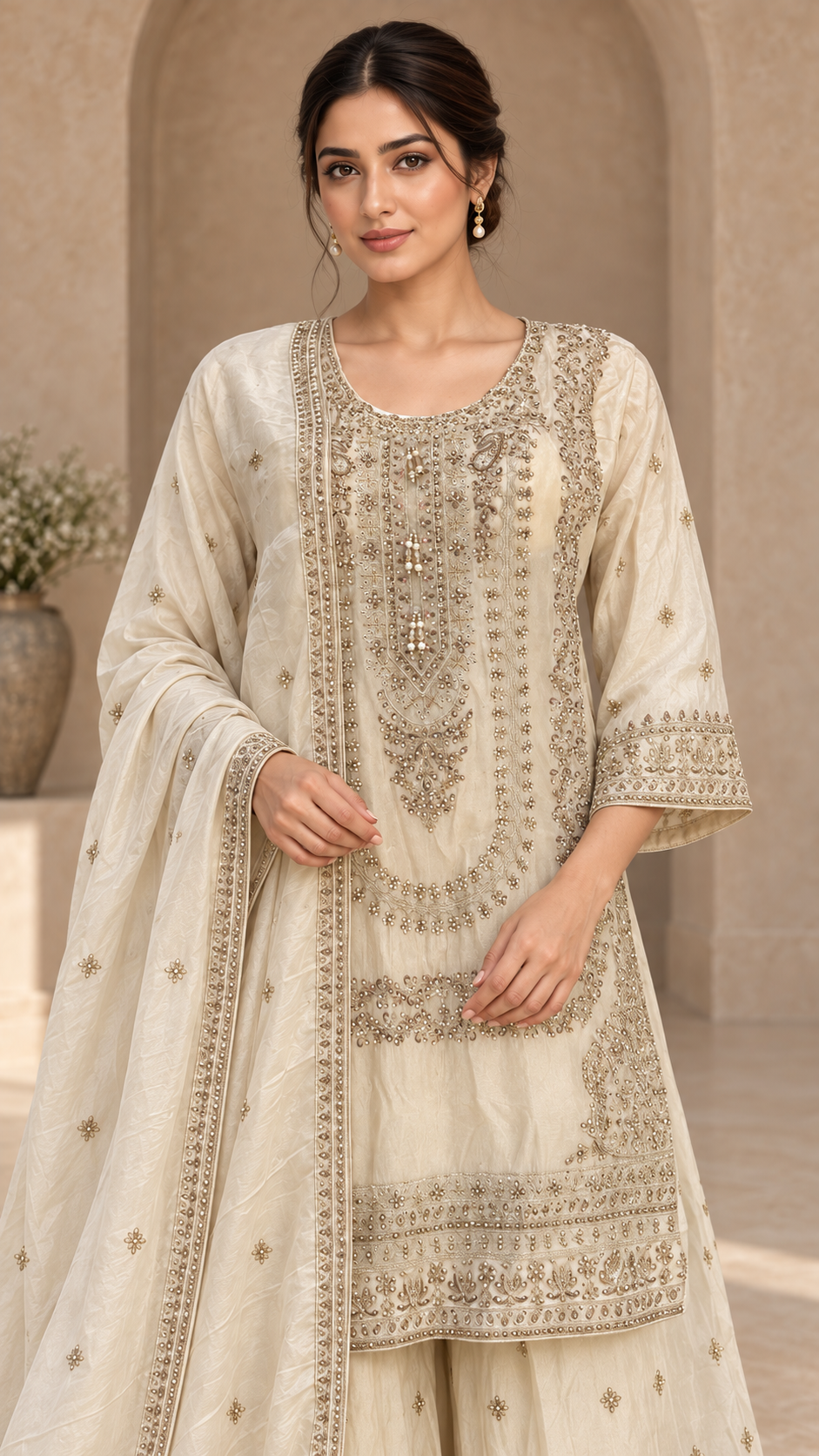 Ivory Silk Sharara