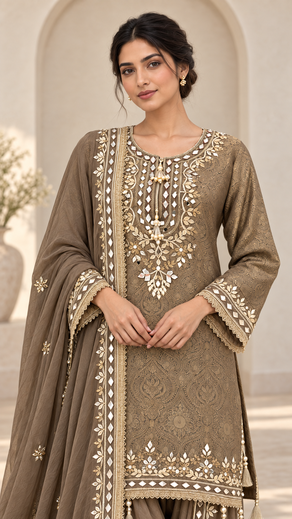 Elegant taupe Patiyala
